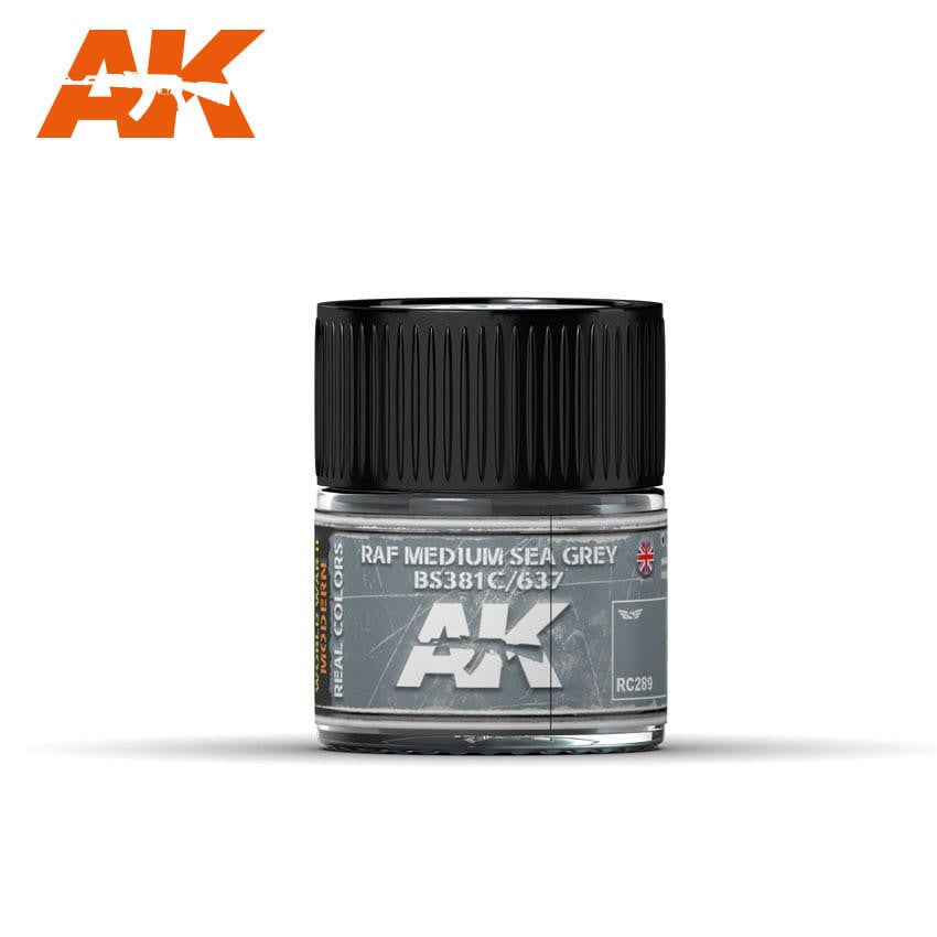 AK Interactive Real Colors: RAF Medium Sea Grey BS381C/637 - 10ml RC289